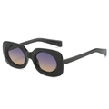 Fashionable black square sunglasses with purple to orange gradient lenses and chunky frames - Black Frame Grey Yellow Lens