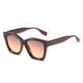 Fashion oversized square sunglasses with burgundy frame and orange gradient lenses - Brown Tea Frame Purplish Red Lens