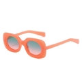 Schicke rechteckige Sonnenbrille mit orange-rosa Rahmen und Verlaufsgläsern - Brennendes Orange Rahmen Grün Rosa Gläser