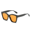 Fashion square oversized sunglasses featuring a black frame and transparent orange lenses - Black Frame Yellow Lens