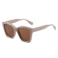 Fashionable oversized square sunglasses with nude pink frame and brown tinted lenses - Khaki Frame Tea Lenses