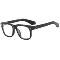 Lunettes de soleil carrées noires avec rivets argentés et verres anti-lumière bleue - Monture Noire Verres Transparents