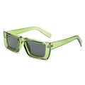 Occhiali da sole rettangolari verdi trasparenti con lenti grigie scure anti-UV - Montatura verde traslucida Lente grigia