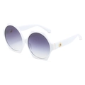 Modern white irregular hexagonal sunglasses with round gradient purple lenses for women - White Frame Gray Lens