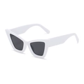 Futuristic white oversized cat-eye sunglasses with dark grey lenses in a minimalist style - White Frame Gray Lens