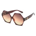 Occhiali da sole esagonali oversize con montura bordeaux, lenti sfumate marroni e oro - Montatura Tè Marrone Lenti Rosa Tè