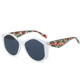 Chic oversized sunglasses with transparent frames and colorful camo pattern temples - White Frame Gray Lens (Camo Temples)