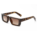 Fashionable square tortoise shell sunglasses with brown gradient lenses for women - Leopard Frame / Tea Lens