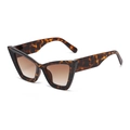 Occhiali da sole cat-eye oversize con montatura tartarugata e lenti marroni sfumate - Montatura Leopardata / Lenti Tè