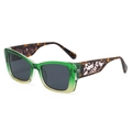 Fashionable square frame sunglasses with green-yellow gradient frames and tortoiseshell temples - Gradient Green Frame Grey Lens