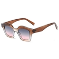 Fashionable oversized square sunglasses with brown gradient frames and colorful tinted lenses - Brown Gray Frame Pink Gradient Lens