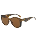 Occhiali da sole oversize tartarugati con montatura geometrica esagonale marrone scuro - Montatura Leopardata / Lenti Tè