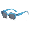 Occhiali da sole alla moda montatura blu trasparente a forma di labbra lenti polarizzate - Montatura Leopardata Blu Lenti Grigie