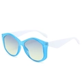 Geometric oversized sunglasses with translucent blue frames and frosted white temples - Blue Frame Grey Yellow Lens