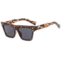Fashion vintage square sunglasses with tortoiseshell pattern and gold rivet accents - Tortoise Frame Gray Lens