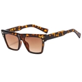 Retro square frame sunglasses in tortoiseshell texture with gradient brown lenses - Leopard Frame / Tea Lens