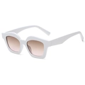 Avant-garde oversized white frame sunglasses with brown gradient lenses for women - White Frame Brown Lens