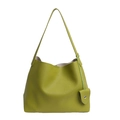 Avocado green lychee grain tote bag with heart charm and spacious shoulder strap - Fruit Green