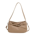 Moderne khakifarbene Plissee-Unterarmtasche mit Zierriemen für trendbewusste Damen - Khaki
