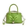 Secchiello verde lime con grande fiocco in pelle e fodera con coulisse - Verde