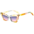 Lunettes de soleil papillon œil de chat dégradé orange jaune et verres violets - Monture Colorée Verres Gris Rose