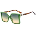 Fashionable square oversized sunglasses with green transparent frames and tortoiseshell temples - Green Frame Green Yellow Lens