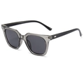 Fashionable square sunglasses with translucent grey frame and black temples for style - Grey Frame Grey Lens