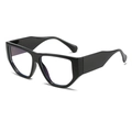 Fashionable oversized square two-tone sunglasses with wide temples and avant-garde frames - Black Frame Clear Lens