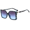 Chic square butterfly sunglasses with blue marble frame and purple gradient lenses - Blue Hawksbill Frame Gray Blue Lens