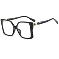 Oversized square butterfly frame sunglasses in glossy black with golden hinge details - Black Frame Clear Lens