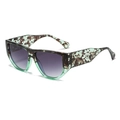 Fashion square sunglasses in green marble texture with gradient purple lenses - Tortoise Green Frame Grey Lens