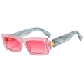 Pink transparent square sunglasses with grey marble textured temples and gradient lenses - Pink Frame / Pink Lens