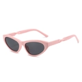 Chic pink cat-eye sunglasses with unique twisted temples and dark lenses for women - Pink Frame Grey Lens