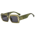 Square sunglasses with olive green marble texture frame and dark lenses for fashion - Dark Green Frame Grey Lens