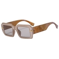 Fashionable square sunglasses with translucent taupe frame and marbled brown temples - Translucent Grey Frame Grey Lens