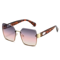 Fashion square half-frame sunglasses with gradient lenses and leopard print temples - Gold Frame Grey Pink Yellow Lens