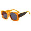 Fashionable square orange sunglasses with black quilted texture detail on the temple - Orange Frame Grey Lens