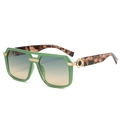 Fashion square oversized sunglasses in green frame with tortoise temples and gradient lenses - Green Frame Green Yellow Lens