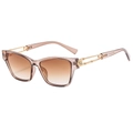 Chic square sunglasses with translucent champagne frames and gold metallic openwork temples - Champagne Frame / Tea Lens