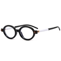 Lunettes de soleil ovales rétro avec branches bicolores noir blanc et verres anti-bleu - Monture Noire Verres Transparents
