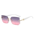 Lunettes de soleil Y2K sans monture, verres dégradés violets et branches en diamant - Branche Blanche Verres Gris Rose