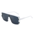 Fashion oversized square white frame sunglasses with integrated grey tinted lenses - White Frame Gray Lens