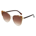 Fashion cat eye sunglasses with metal frame, gradient lenses, and rhinestone accents - Regular / Standard (incl. 13% Invoice) Gold Frame, Gradient Brown Lens