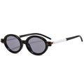 Lunettes de soleil punk ovales, monture noire, verres gris et branches bicolores - Monture Noire Verres Gris Clair
