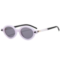 Lunettes de soleil lilas à monture ovale avec verres ronds gris foncé pour enfants - Monture Violette Translucide Verre Gris Clair