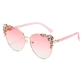 Cat eye sunglasses with pink gradient lenses, gold metal frame and crystal accents - Regular / Regular (Inc. 13% VAT) Gold Frame Gradient Pink Lenses