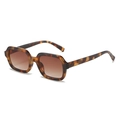 Fashionable square frame sunglasses with leopard print and brown gradient lenses - Leopard Frame / Tea Lens