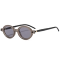Lunettes de soleil ovales rétro avec monture grise et détails dorés aux charnières - Monture Gris Gelée Verres Gris Clair