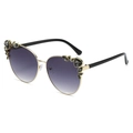 Cat-eye gold metal frame sunglasses with crystal accents and grey gradient lenses - Regular / Regular (incl. 13% VAT) Gold Frame Gradient Gray Lenses
