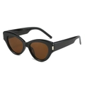 Retro Katzenaugen-Sonnenbrille mit schwarzem Rahmen und braunen Gläsern im 45-Grad-Winkel - Normal / Glänzendes Schwarz Rahmen Vollteeglas